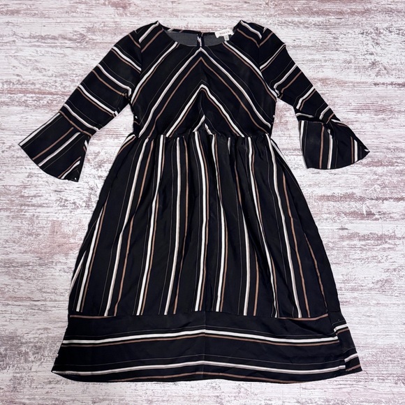 Hailey & Co. Elegant Black Striped Dress Women’s Size‎ Medium - Picture 1 of 5